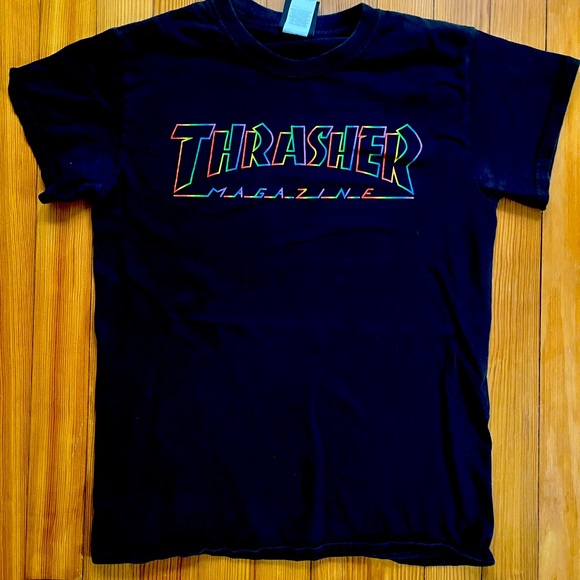 Thrasher Magazine Rainbow Logo Black Small T-shirt - Picture 2 of 3